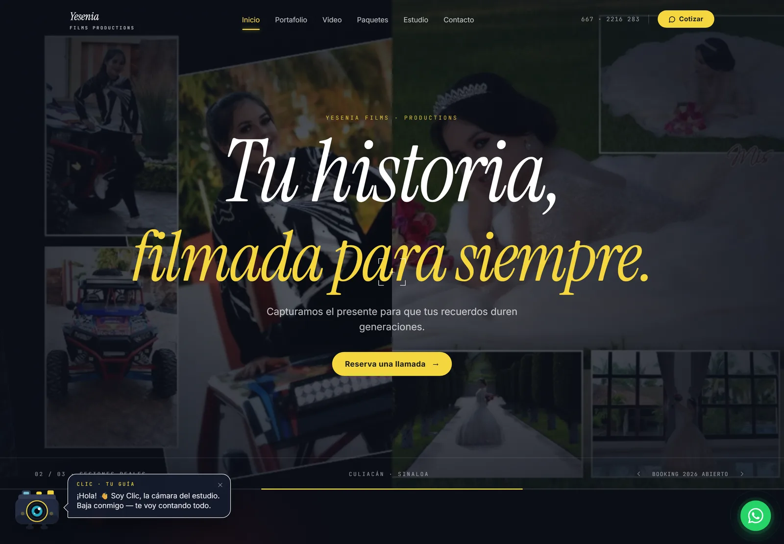 Captura del sitio de Yesenia Films